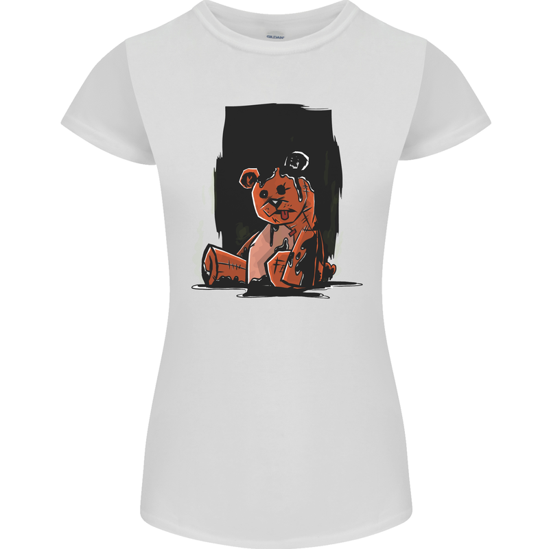 A Zombie Teddy Bear Halloween Womens Petite Cut T-Shirt White