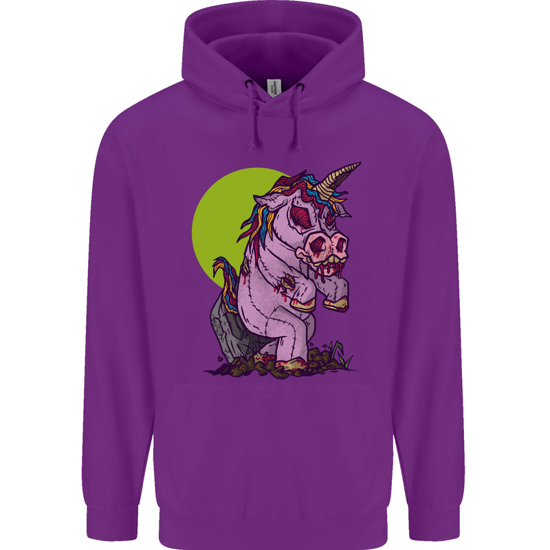 A Zombie Unicorn Funny Halloween Horror Childrens Kids Hoodie Purple