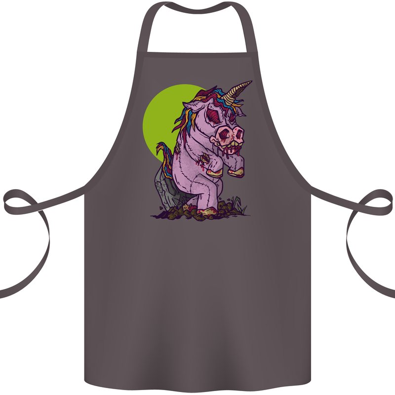 A Zombie Unicorn Funny Halloween Horror Cotton Apron 100% Organic Dark Grey