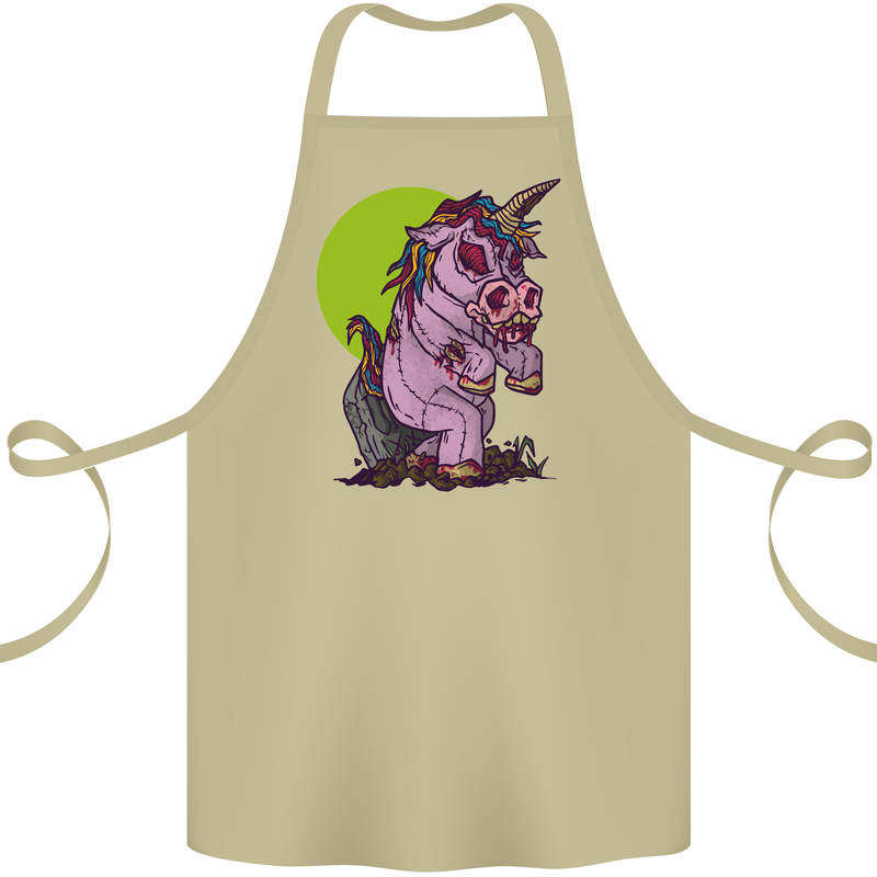 A Zombie Unicorn Funny Halloween Horror Cotton Apron 100% Organic Khaki