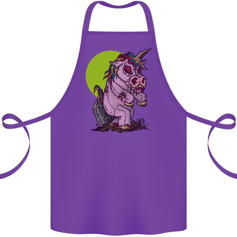 A Zombie Unicorn Funny Halloween Horror Cotton Apron 100% Organic Purple