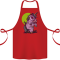 A Zombie Unicorn Funny Halloween Horror Cotton Apron 100% Organic Red