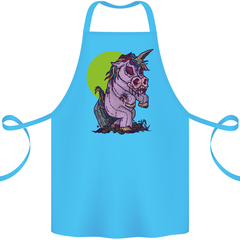 A Zombie Unicorn Funny Halloween Horror Cotton Apron 100% Organic Turquoise