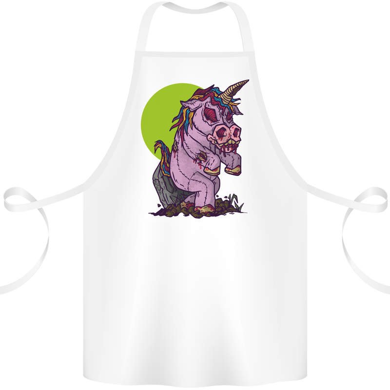 A Zombie Unicorn Funny Halloween Horror Cotton Apron 100% Organic White