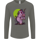 A Zombie Unicorn Funny Halloween Horror Mens Long Sleeve T-Shirt Charcoal