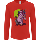 A Zombie Unicorn Funny Halloween Horror Mens Long Sleeve T-Shirt Red