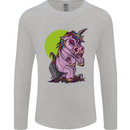 A Zombie Unicorn Funny Halloween Horror Mens Long Sleeve T-Shirt Sports Grey