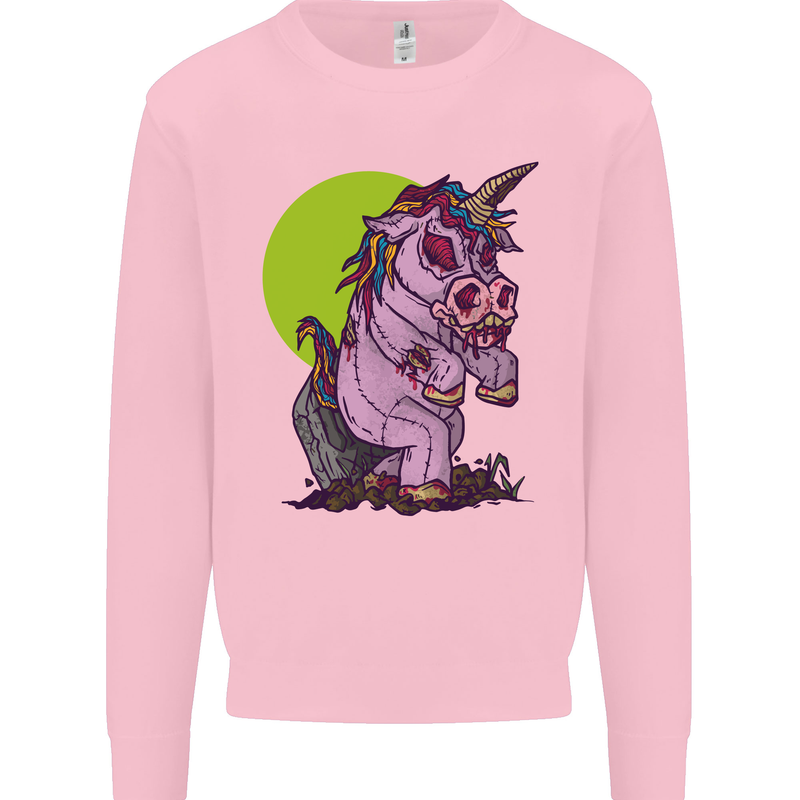 A Zombie Unicorn Funny Halloween Horror Mens Sweatshirt Jumper Light Pink