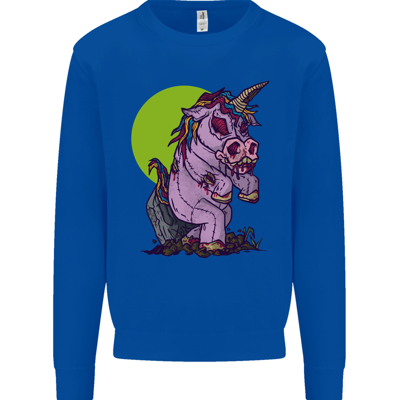 A Zombie Unicorn Funny Halloween Horror Mens Sweatshirt Jumper Royal Blue