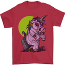 A Zombie Unicorn Funny Halloween Horror Mens T-Shirt Cotton Gildan Red