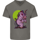 A Zombie Unicorn Funny Halloween Horror Mens V-Neck Cotton T-Shirt Charcoal