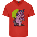 A Zombie Unicorn Funny Halloween Horror Mens V-Neck Cotton T-Shirt Red