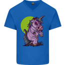 A Zombie Unicorn Funny Halloween Horror Mens V-Neck Cotton T-Shirt Royal Blue