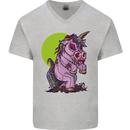 A Zombie Unicorn Funny Halloween Horror Mens V-Neck Cotton T-Shirt Sports Grey