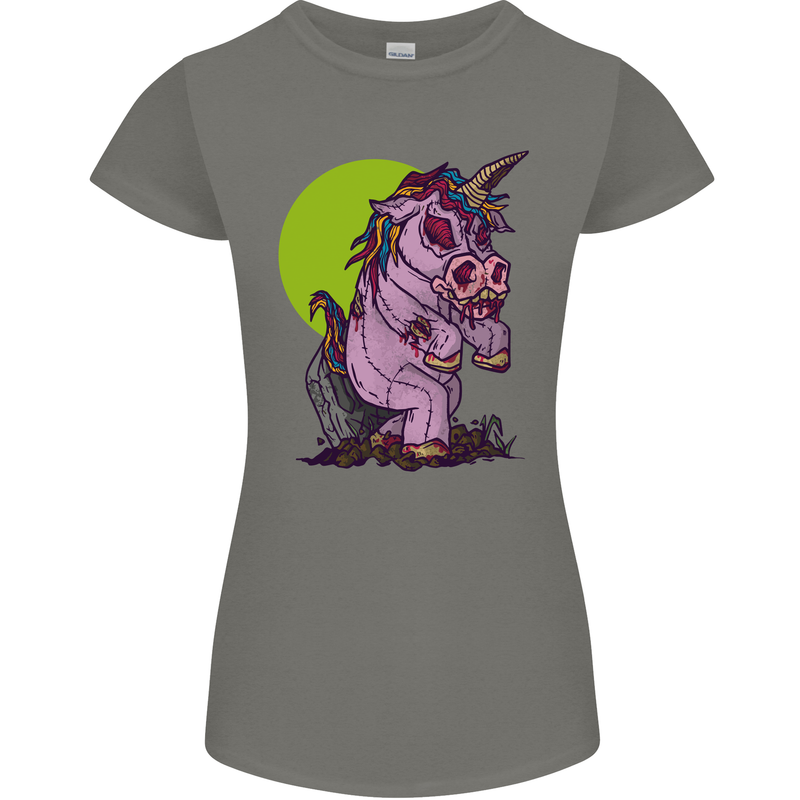 A Zombie Unicorn Funny Halloween Horror Womens Petite Cut T-Shirt Charcoal
