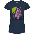 A Zombie Unicorn Funny Halloween Horror Womens Petite Cut T-Shirt Navy Blue