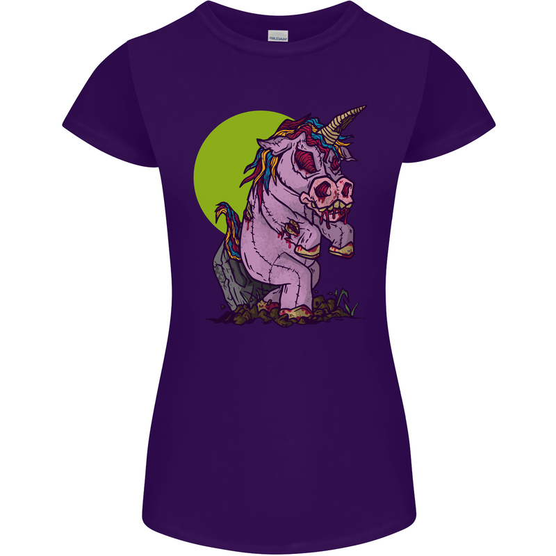 A Zombie Unicorn Funny Halloween Horror Womens Petite Cut T-Shirt Purple