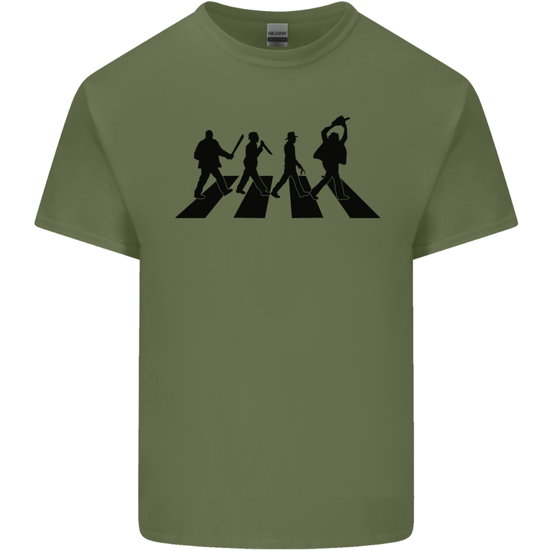 Abbey Road Killer Funny Halloween Horror Mens Cotton T-Shirt Tee Top Military Green