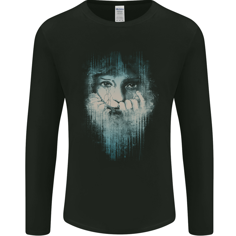 Abstract Art Woman Mens Long Sleeve T-Shirt Black