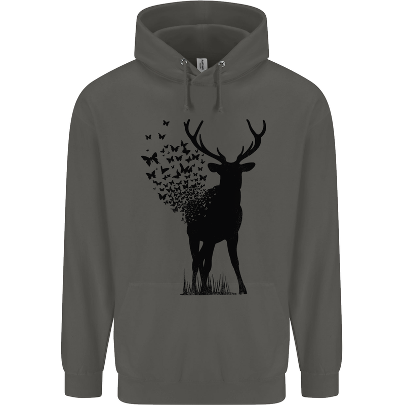 Abstract Butterfly Deer Ecology Environment Childrens Kids Hoodie Storm Grey
