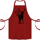 Abstract Butterfly Deer Ecology Environment Cotton Apron 100% Organic Maroon