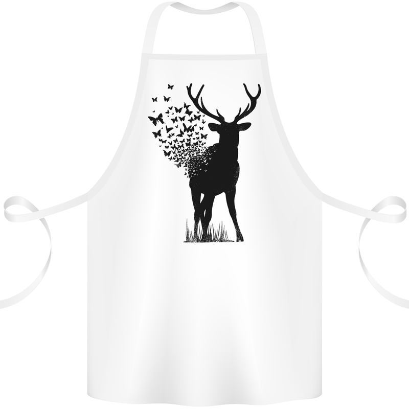 Abstract Butterfly Deer Ecology Environment Cotton Apron 100% Organic White