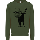 Abstract Butterfly Deer Ecology Environment Kids Sweatshirt Jumper Forest Green