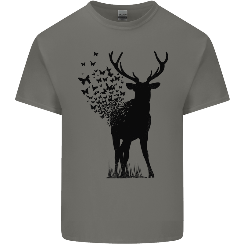 Abstract Butterfly Deer Ecology Environment Kids T-Shirt Childrens Charcoal