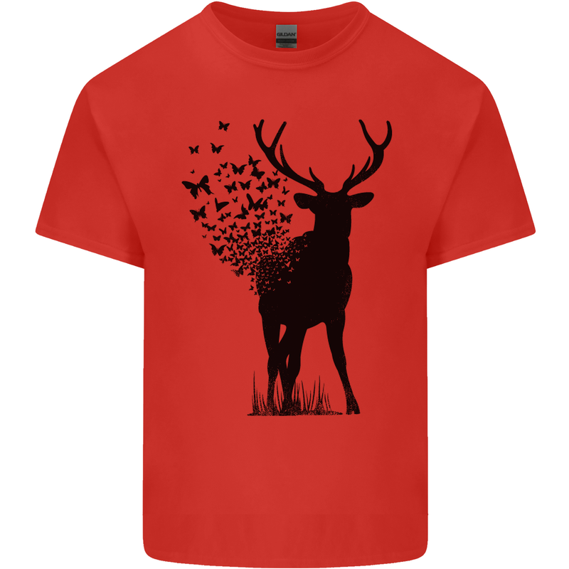 Abstract Butterfly Deer Ecology Environment Kids T-Shirt Childrens Red