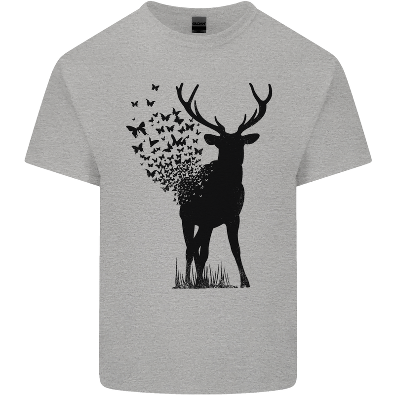 Abstract Butterfly Deer Ecology Environment Kids T-Shirt Childrens Sports Grey