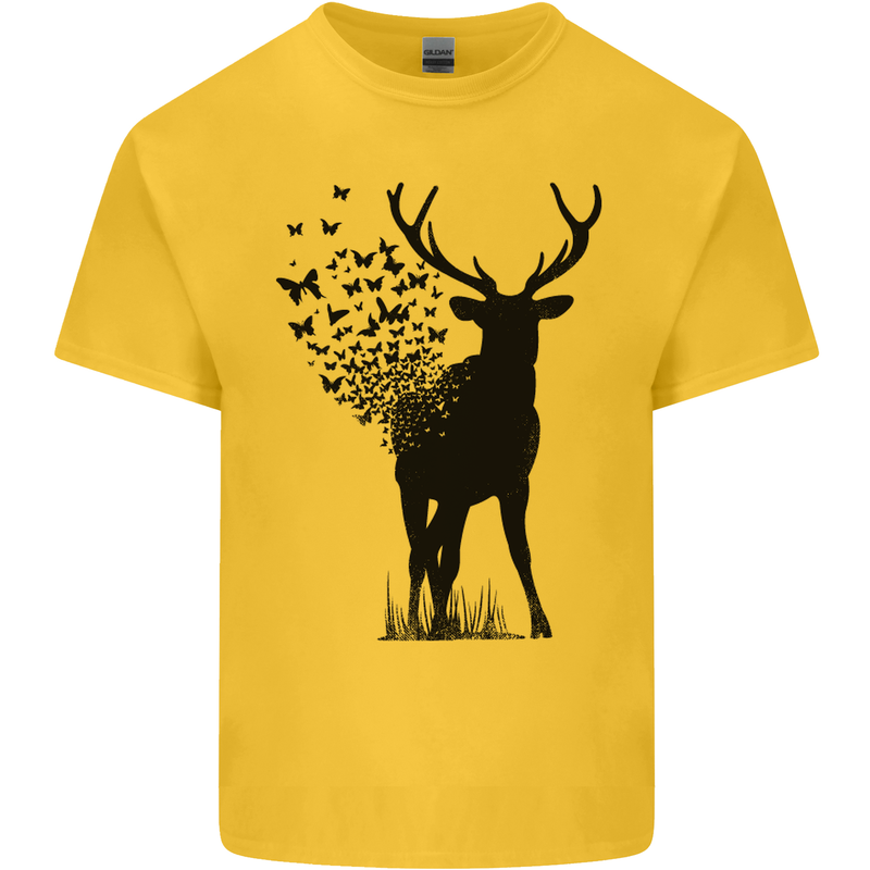 Abstract Butterfly Deer Ecology Environment Kids T-Shirt Childrens Yellow