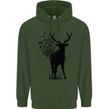 Abstract Butterfly Deer Ecology Environment Mens 80% Cotton Hoodie Forest Green