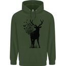 Abstract Butterfly Deer Ecology Environment Mens 80% Cotton Hoodie Forest Green