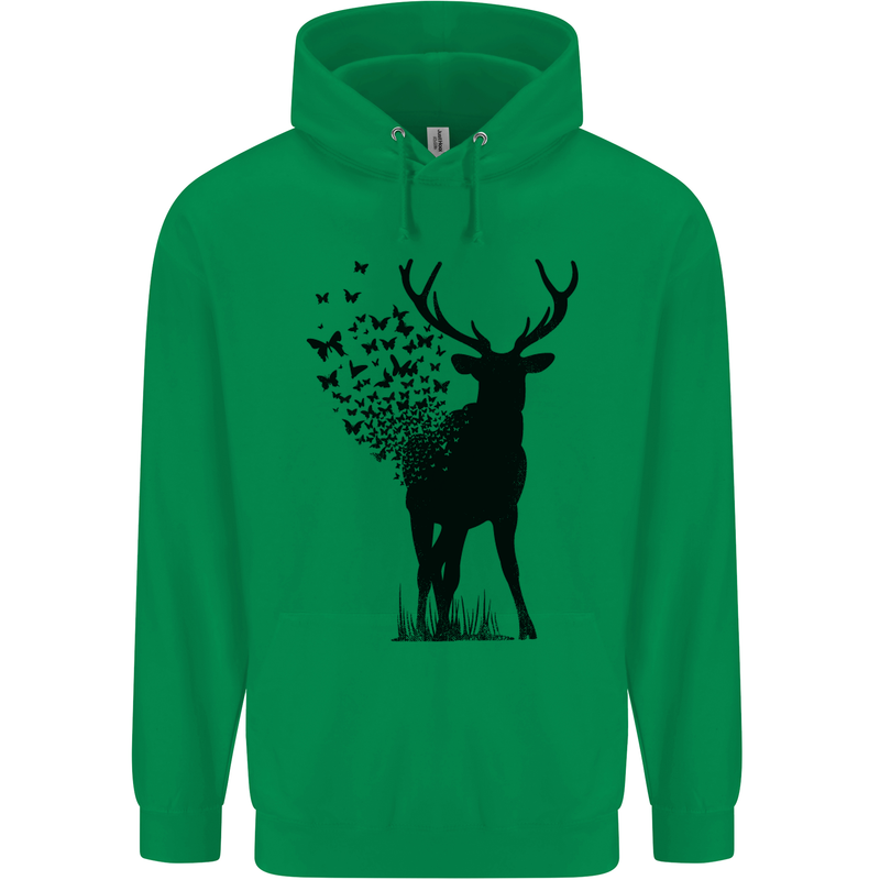 Abstract Butterfly Deer Ecology Environment Mens 80% Cotton Hoodie Irish Green