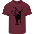 Abstract Butterfly Deer Ecology Environment Mens Cotton T-Shirt Tee Top Maroon