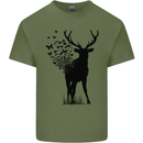 Abstract Butterfly Deer Ecology Environment Mens Cotton T-Shirt Tee Top Military Green