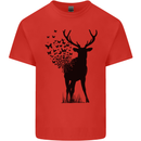 Abstract Butterfly Deer Ecology Environment Mens Cotton T-Shirt Tee Top Red