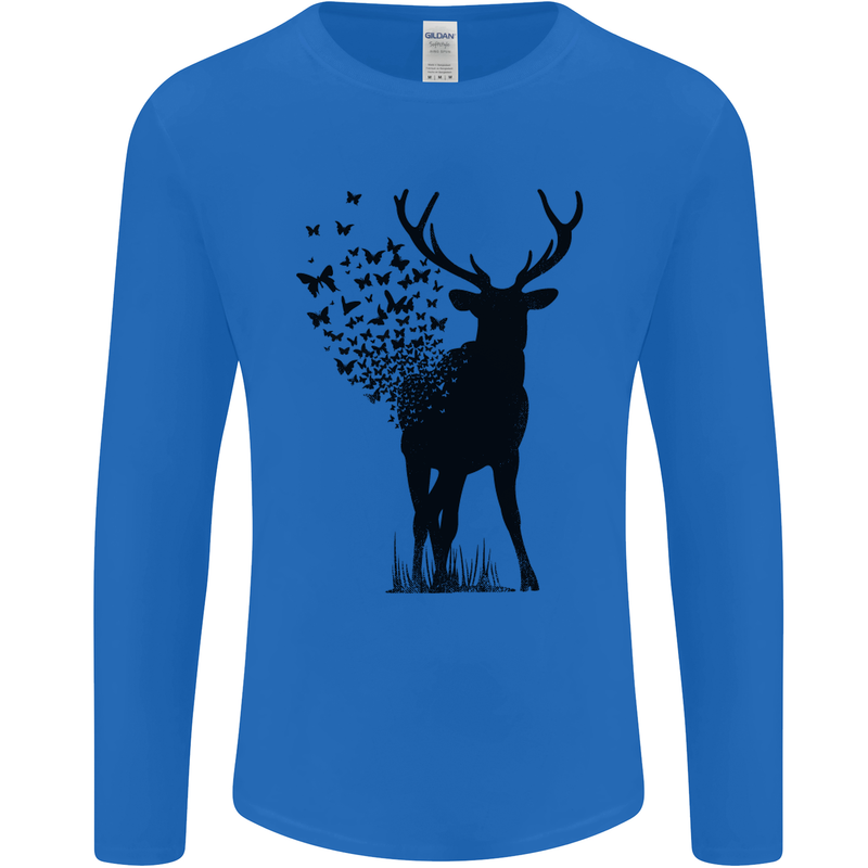 Abstract Butterfly Deer Ecology Environment Mens Long Sleeve T-Shirt Royal Blue