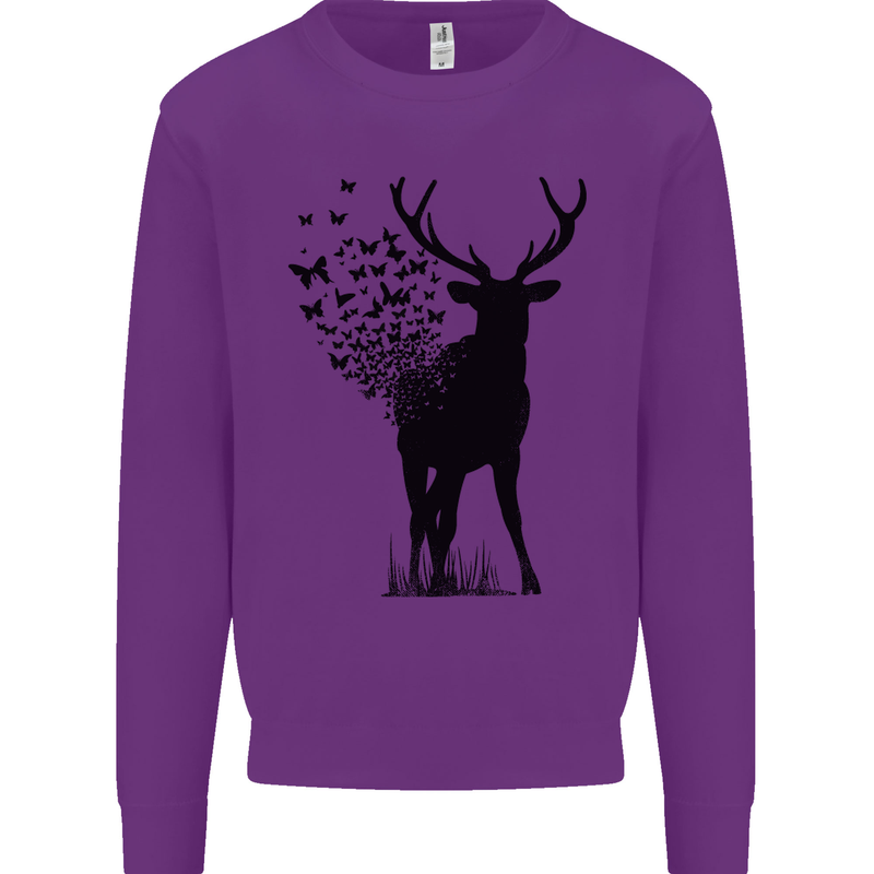 Abstract Butterfly Deer Ecology Environment Mens Sweatshirt Jumper Purple