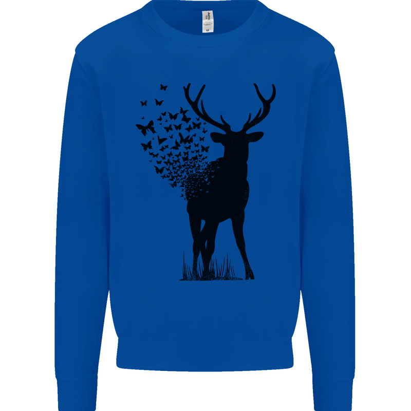 Abstract Butterfly Deer Ecology Environment Mens Sweatshirt Jumper Royal Blue