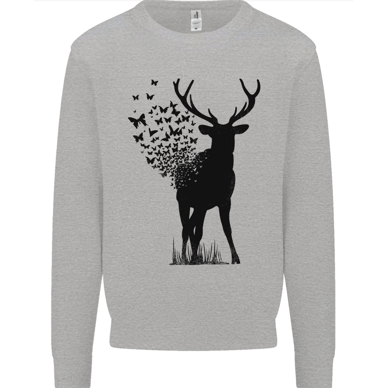 Abstract Butterfly Deer Ecology Environment Mens Sweatshirt Jumper Sports Grey