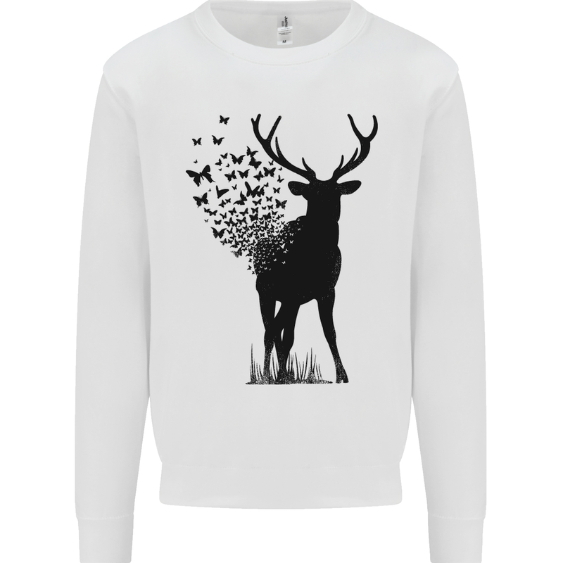 Abstract Butterfly Deer Ecology Environment Mens Sweatshirt Jumper White
