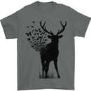 Abstract Butterfly Deer Ecology Environment Mens T-Shirt Cotton Gildan Charcoal