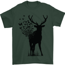 Abstract Butterfly Deer Ecology Environment Mens T-Shirt Cotton Gildan Forest Green