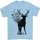 Abstract Butterfly Deer Ecology Environment Mens T-Shirt Cotton Gildan Light Blue