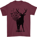Abstract Butterfly Deer Ecology Environment Mens T-Shirt Cotton Gildan Maroon