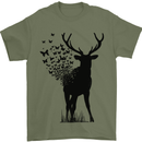 Abstract Butterfly Deer Ecology Environment Mens T-Shirt Cotton Gildan Military Green