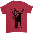 Abstract Butterfly Deer Ecology Environment Mens T-Shirt Cotton Gildan Red