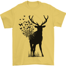 Abstract Butterfly Deer Ecology Environment Mens T-Shirt Cotton Gildan Yellow