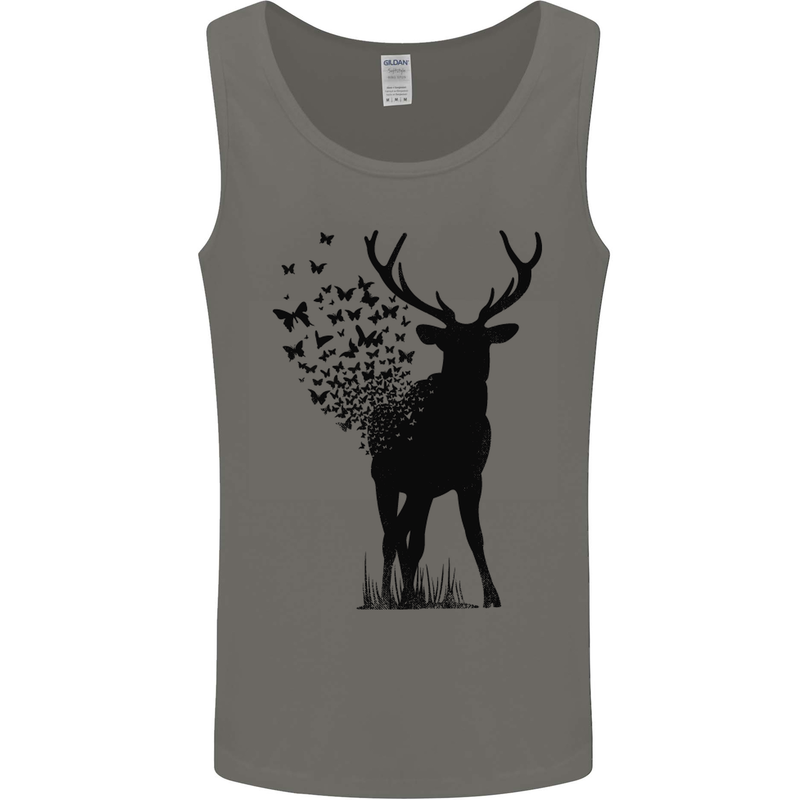 Abstract Butterfly Deer Ecology Environment Mens Vest Tank Top Charcoal
